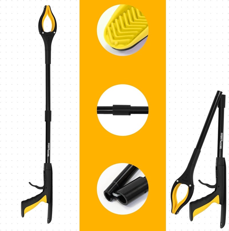 GrabRunner 2Pack 32 inch Folding Reacher Grabber Tool with Strong Magnetic and Swivel Head &Shoehorn (Gold Gold) - Image 5